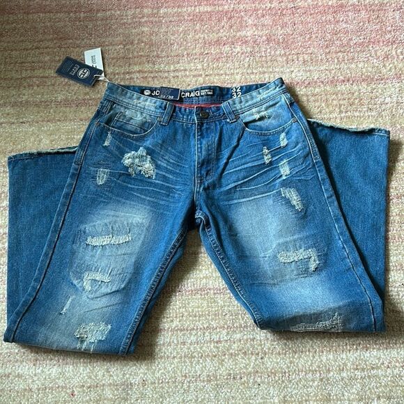 Jordan Craig slim straight cotton distressed jeans 32x32 NEW - Picture 4 of 11